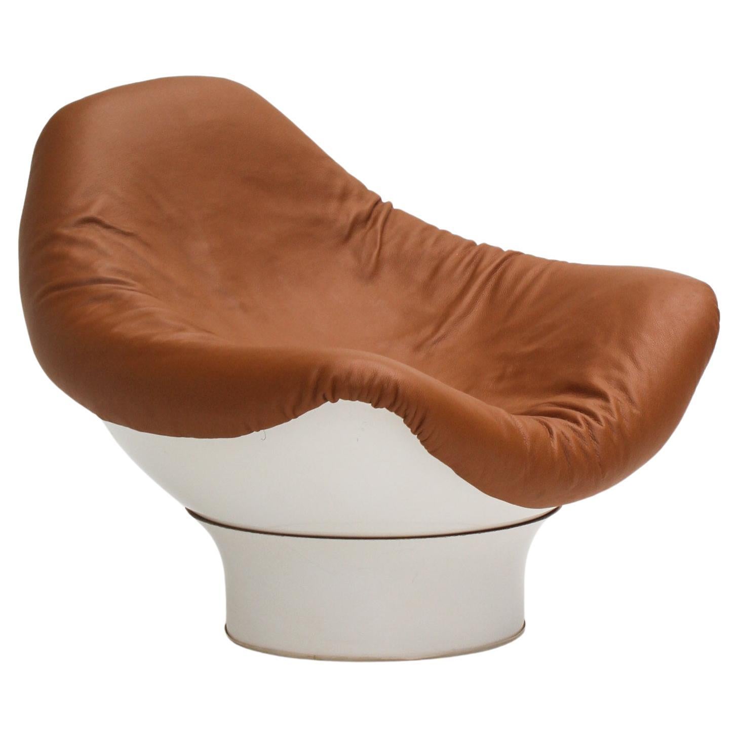 Fauteuil Rodica en cuir caramel par Mario Brunu pour Comfort, Italie For Sale