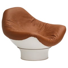 Fauteuil Rodica en cuir caramel par Mario Brunu pour Comfort, Italie