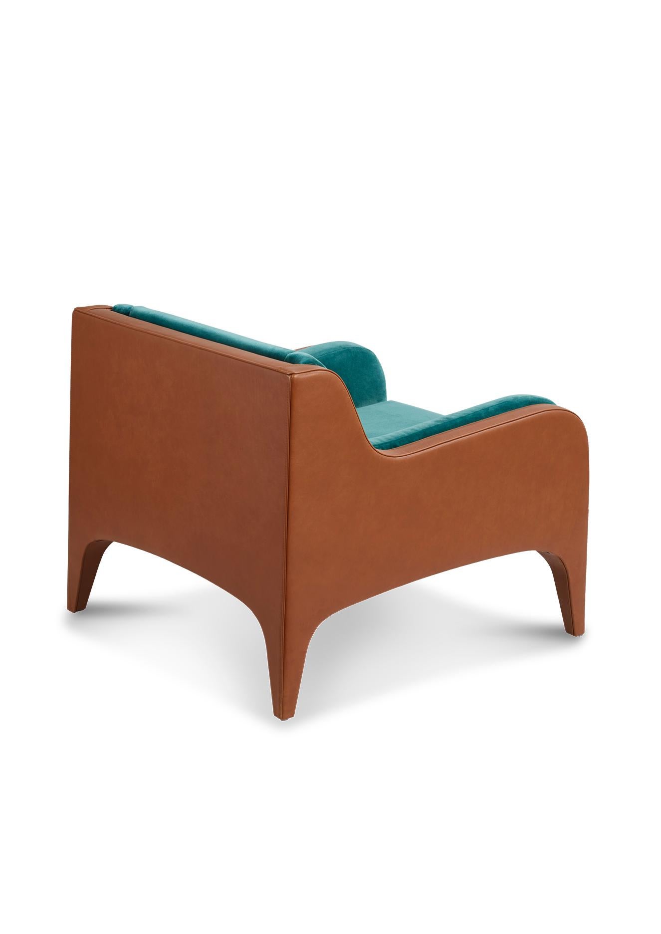 Armchair SEASON by Reda Amalou Design - Tabac Leather For Sale 6