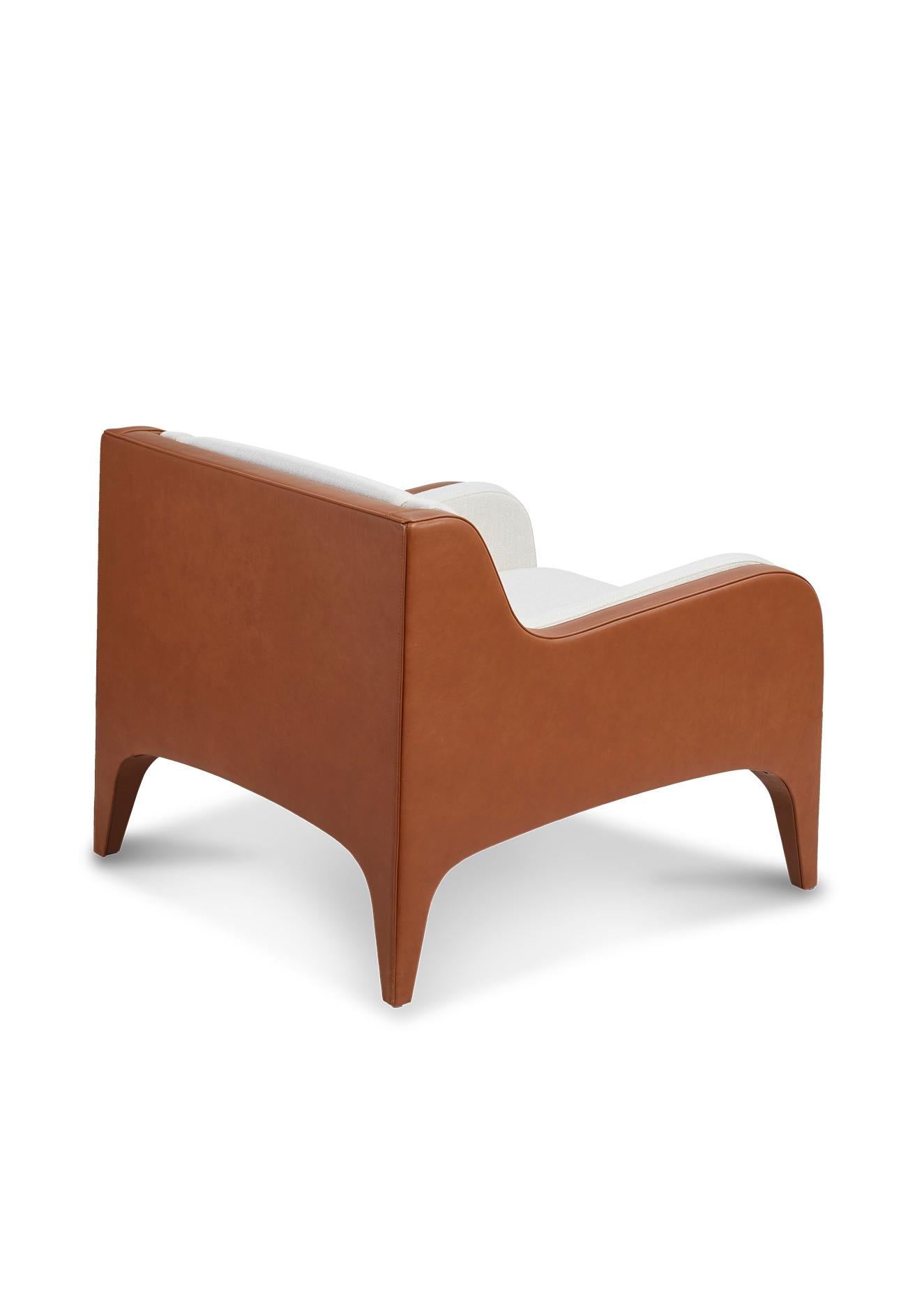 Contemporary Armchair SEASON by Reda Amalou Design - Tabac Leather For Sale