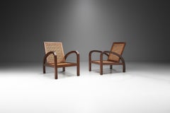 “Fauteuils De Paquebot” Pair of Wooden Chairs, France, 1950s