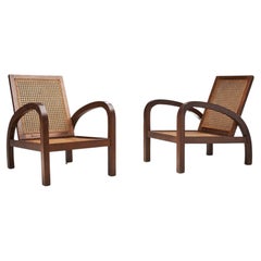 “Fauteuils De Paquebot” Pair of Wooden Chairs, France, 1950s