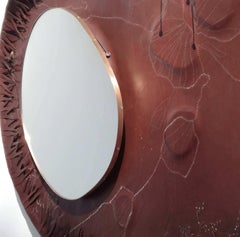 Fauve Leather Mirror with Gold, Silver and Copper Embroidery, France