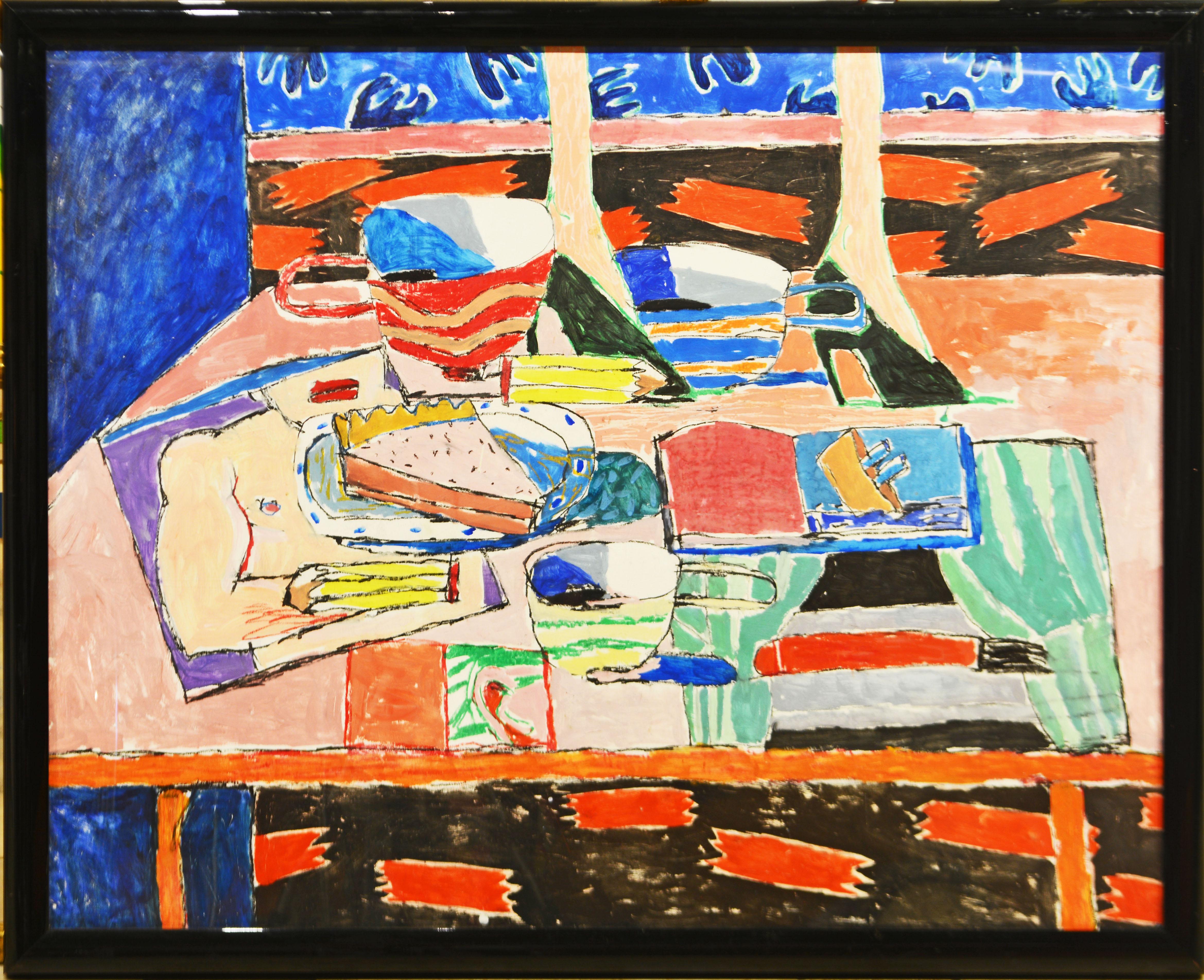 Fauve Matisse Inspired Painting, TheArtist's Desk, with Catching Artsy Narrative For Sale 6