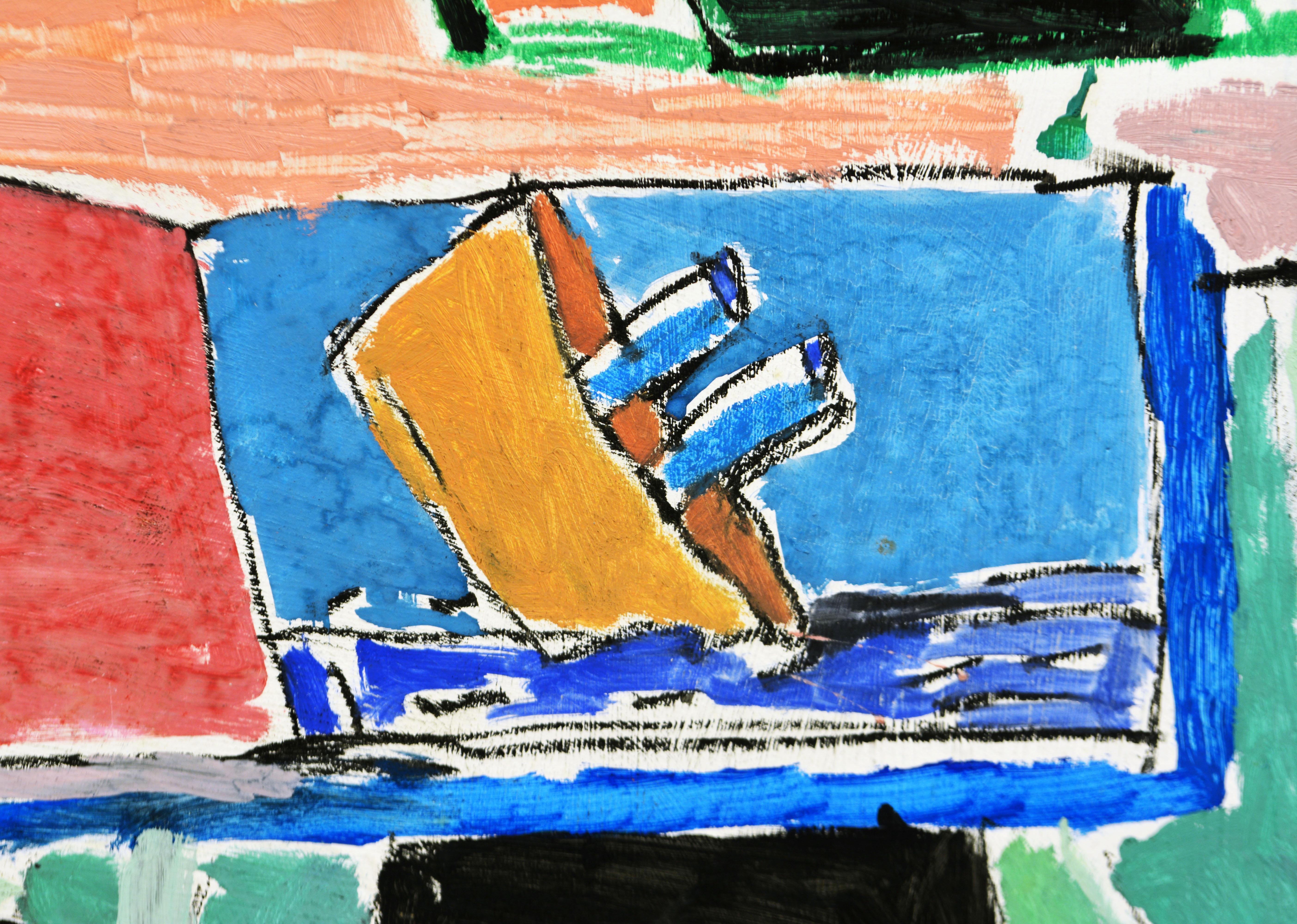 Fauve Matisse Inspired Painting, TheArtist's Desk, with Catching Artsy Narrative For Sale 4