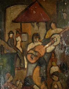 Studio Georges Rouault Pittura a olio su carta su tavola in stile fauvismo.