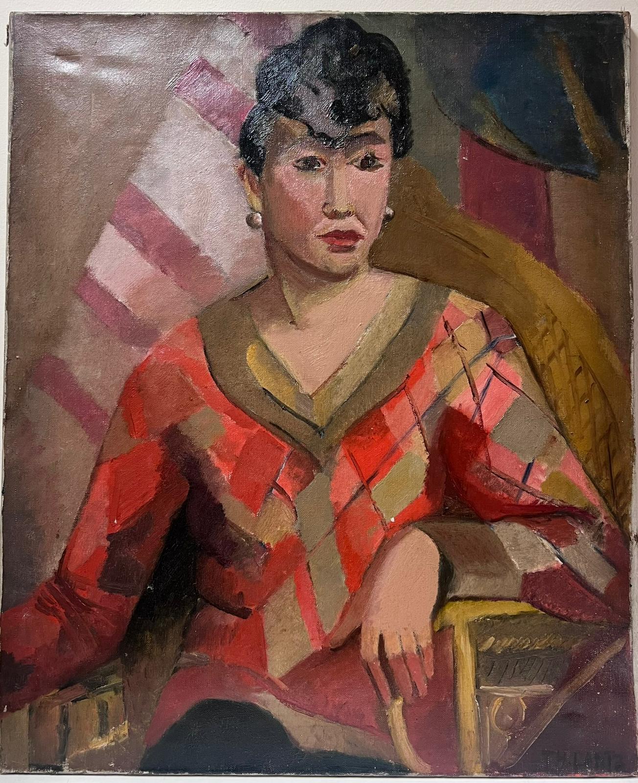 Antique French Fauvist 1920's Signed Oil Painting Portrait of Fashionable Lady For Sale 1