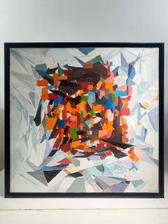 Peinture expressionniste abstraite fauve de G. Bordier, signée, Circa 1940's