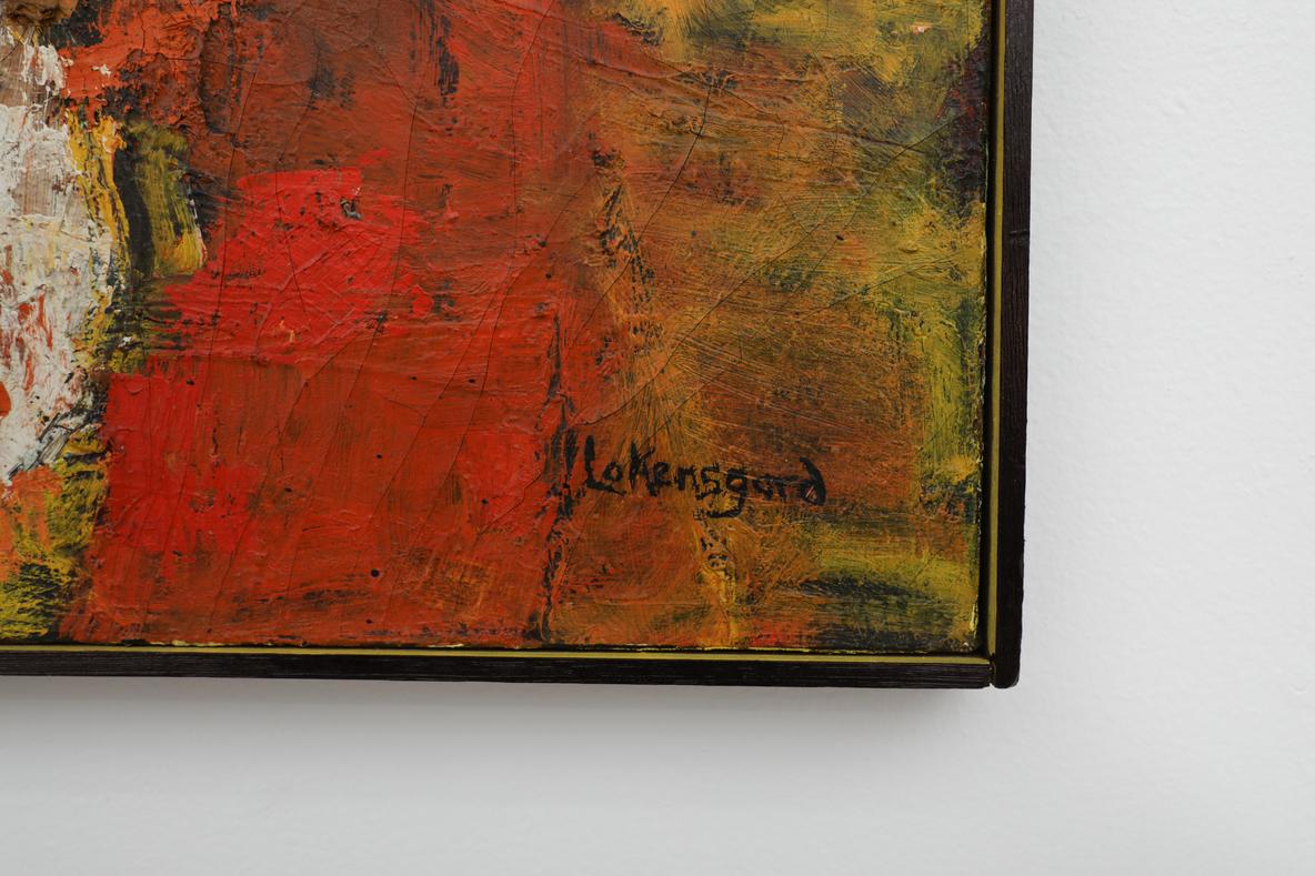 Néerlandais Peinture à l'huile abstraite fauviste de Lokensgard dans son cadre d'origine en vente