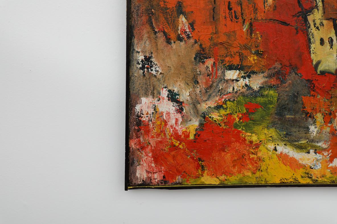 Peinture à l'huile abstraite fauviste de Lokensgard dans son cadre d'origine Bon état - En vente à Los Angeles, CA