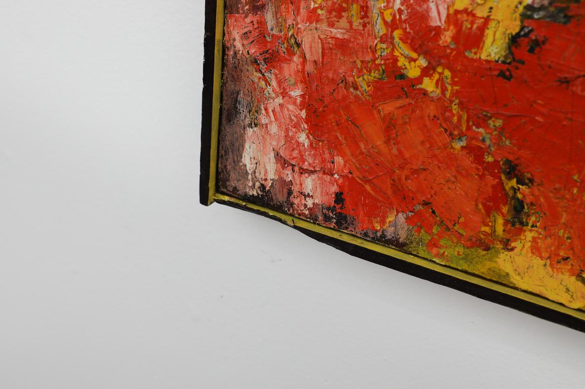 20ième siècle Peinture à l'huile abstraite fauviste de Lokensgard dans son cadre d'origine en vente
