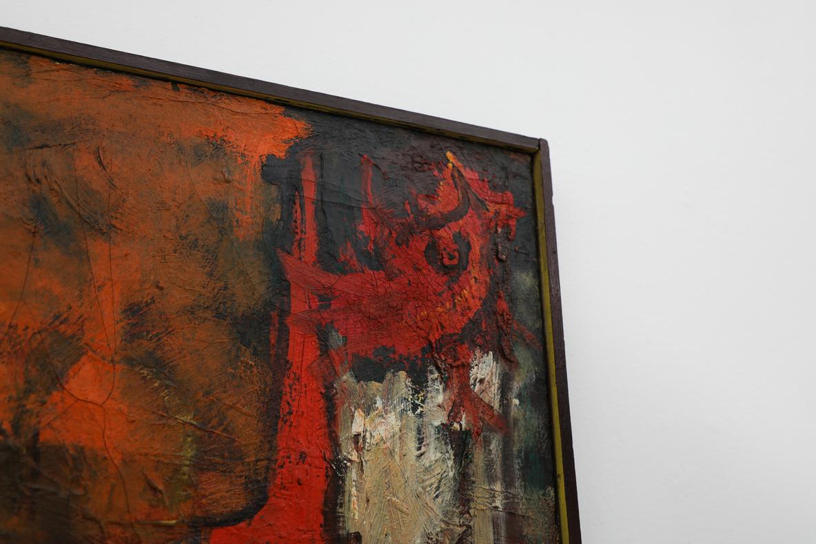 Toile Peinture à l'huile abstraite fauviste de Lokensgard dans son cadre d'origine en vente