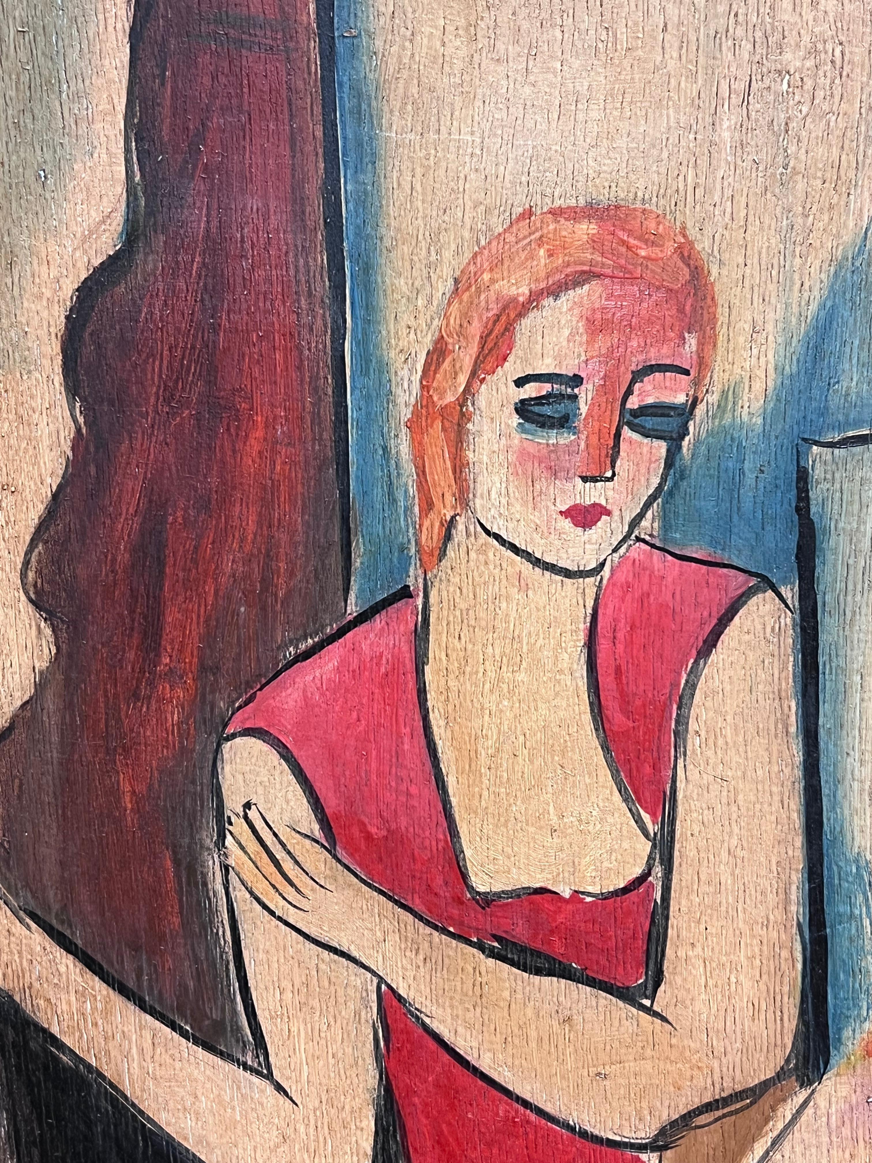 Gruppo Portrait
Artista europeo, metà del XX secolo
Lavori in stile fauvista
firmato in modo indistinto 
olio su tavola, senza cornice
tavola: 21,5 x 26 pollici
Provenienza: collezione privata, Parigi
Condit: il dipinto è in ottime condizioni, anche
