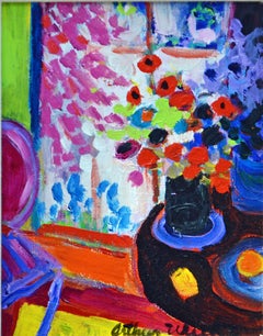 Fauvist Style Original Colorful Interior with Flowers by Arthur Weeks