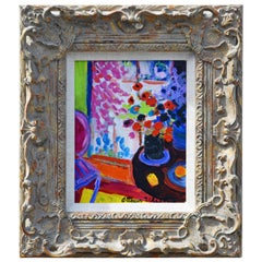 Fauvist Style Original Colorful Interior with Flowers by Arthur Weeks