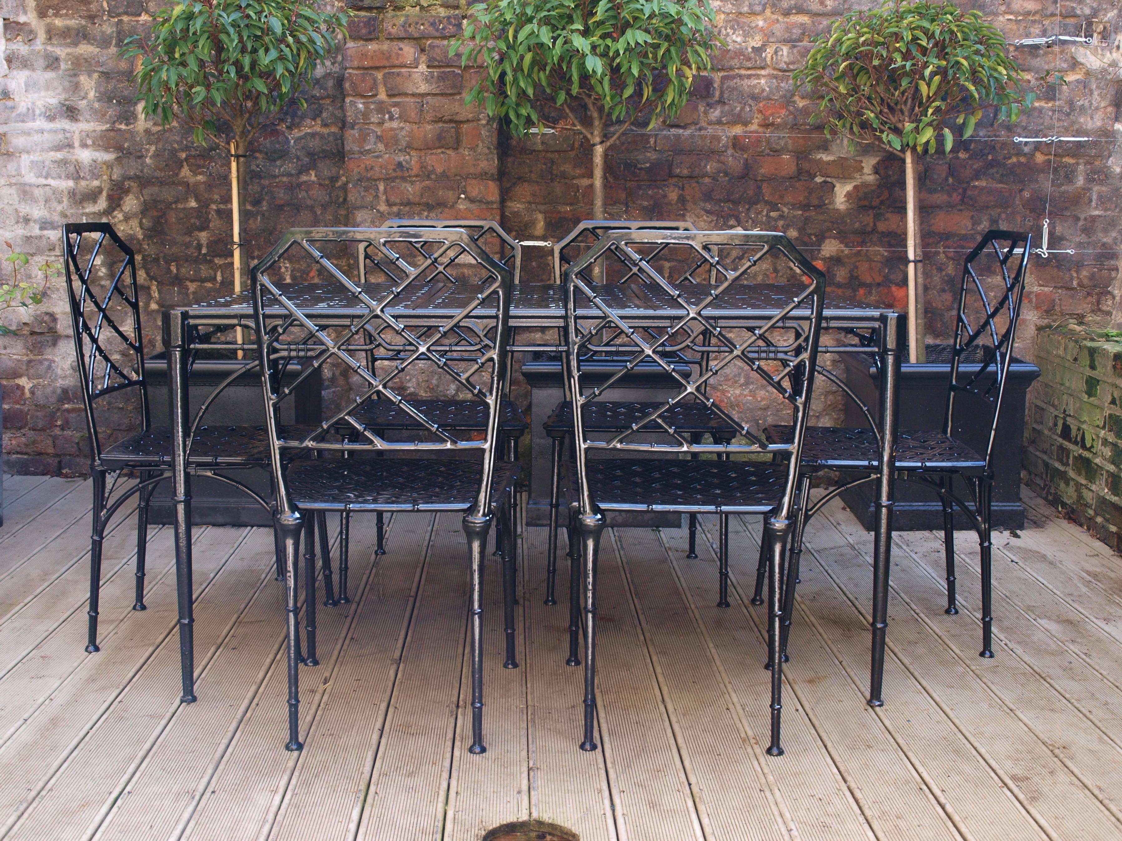 Aluminum Faux Bamboo Patio Set from 1960s, in the Style of Brown Jordan