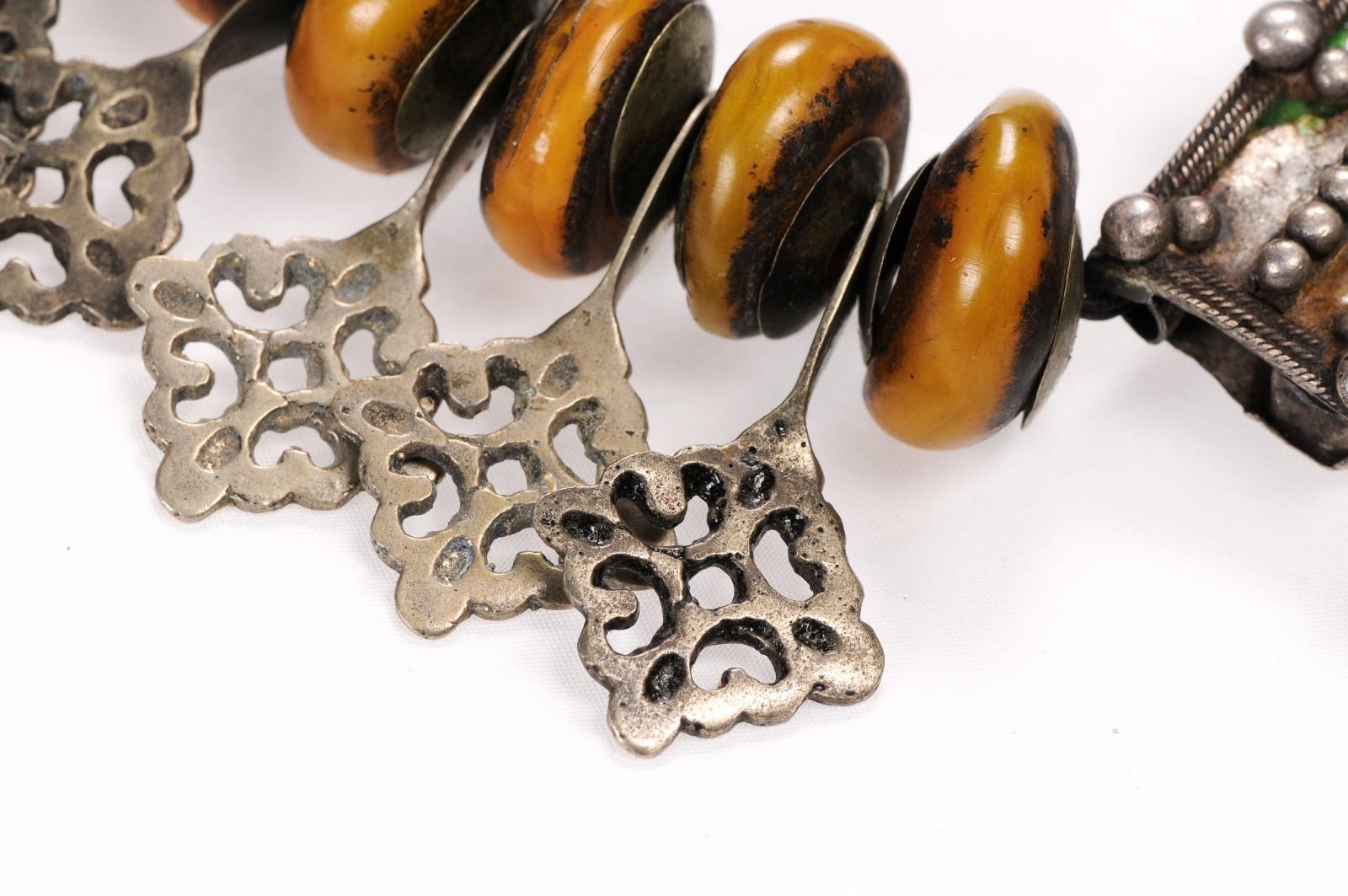 Faux Amber Bead & Silver Necklace For Sale 10