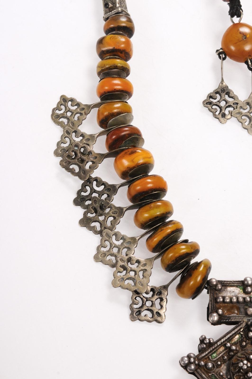 Faux Amber Bead & Silver Necklace For Sale 2