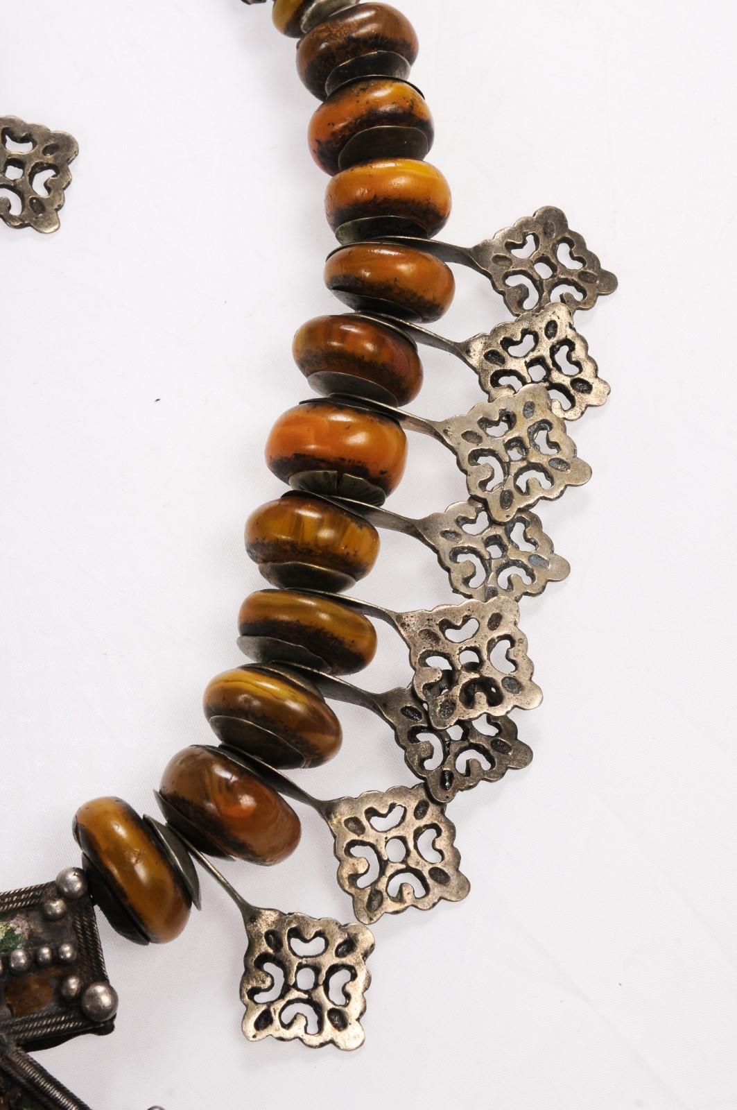 Faux Amber Bead & Silver Necklace For Sale 3