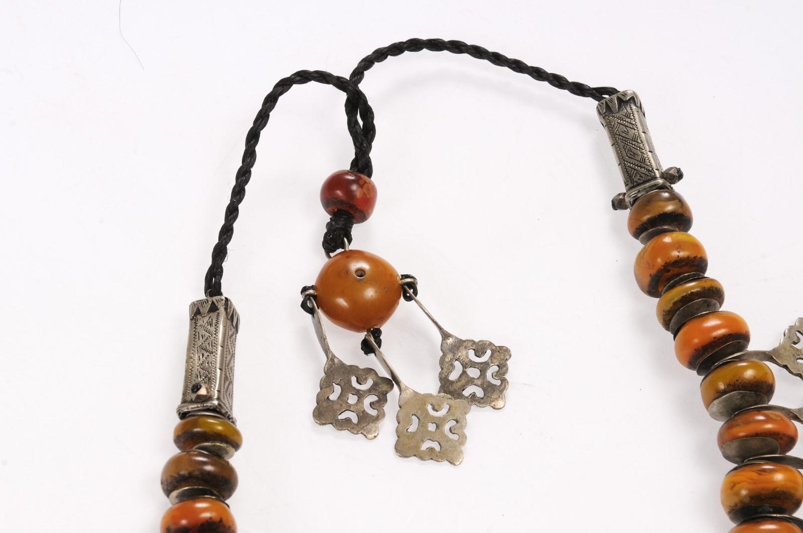 Faux Amber Bead & Silver Necklace For Sale 5