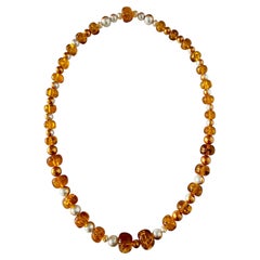 Faux Amber Resin and Glass Necklace on Nylon Cord for Oxum - 51 cm, 380 g