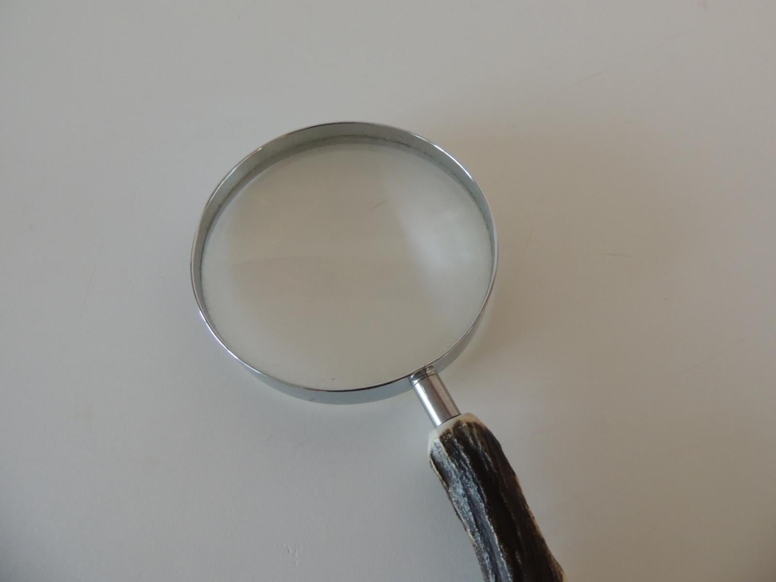 Late 20th Century Faux Antler Modern Magnifying Glass