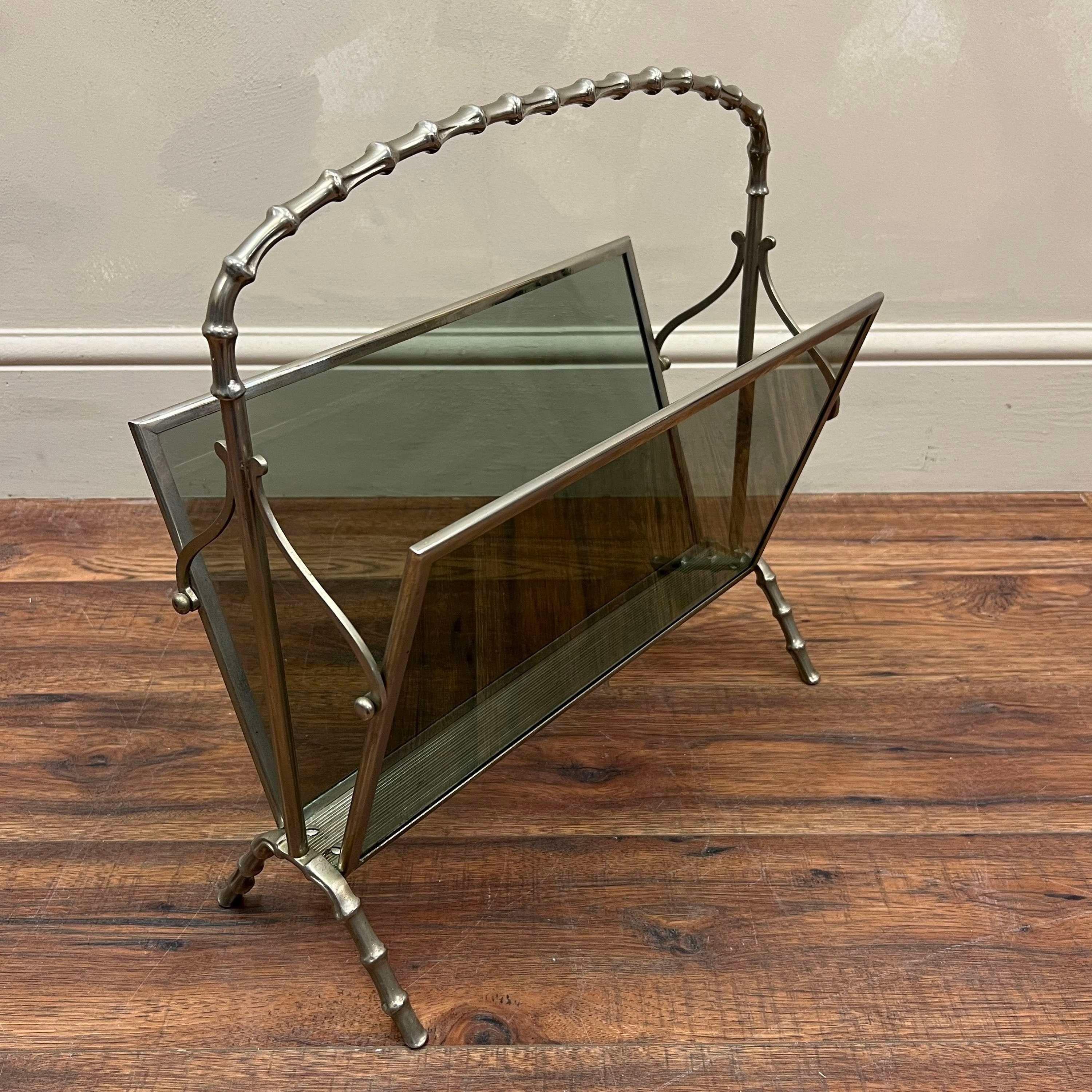 Faux Bamboo 1940's Magazine Rack By Maison Baguès For Sale 1