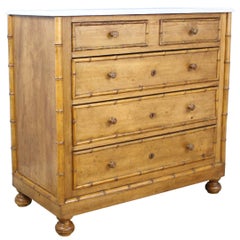 Faux Bamboo 2 Over 3 Commode with Original White Marble