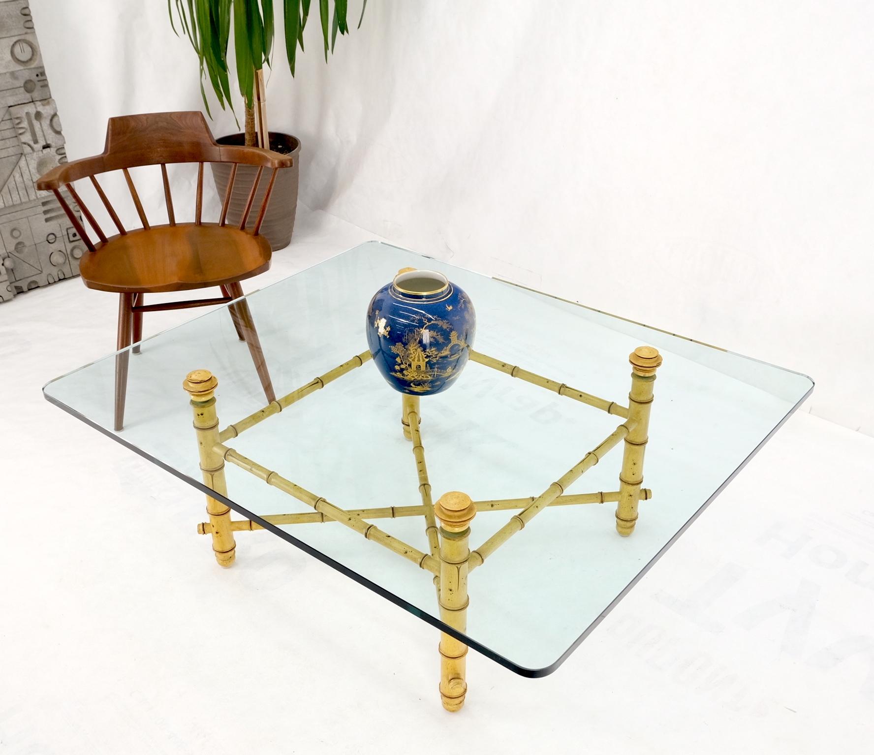 Mid-Century Modern Faux Bamboo Glass Wide Rectangle Coffee Table Hollywood Regency Mid Century For Sale