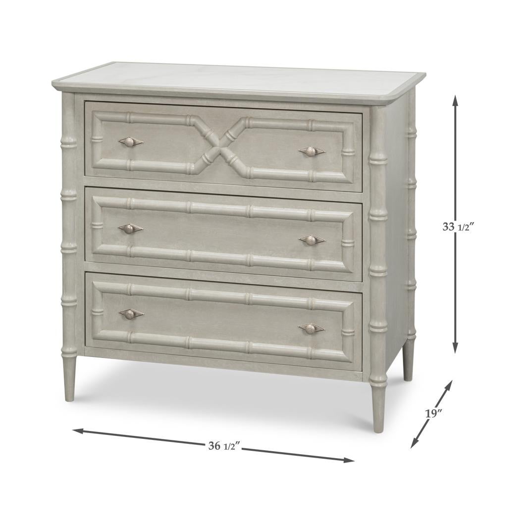 Faux Bamboo 3-Drawer Chest For Sale 4