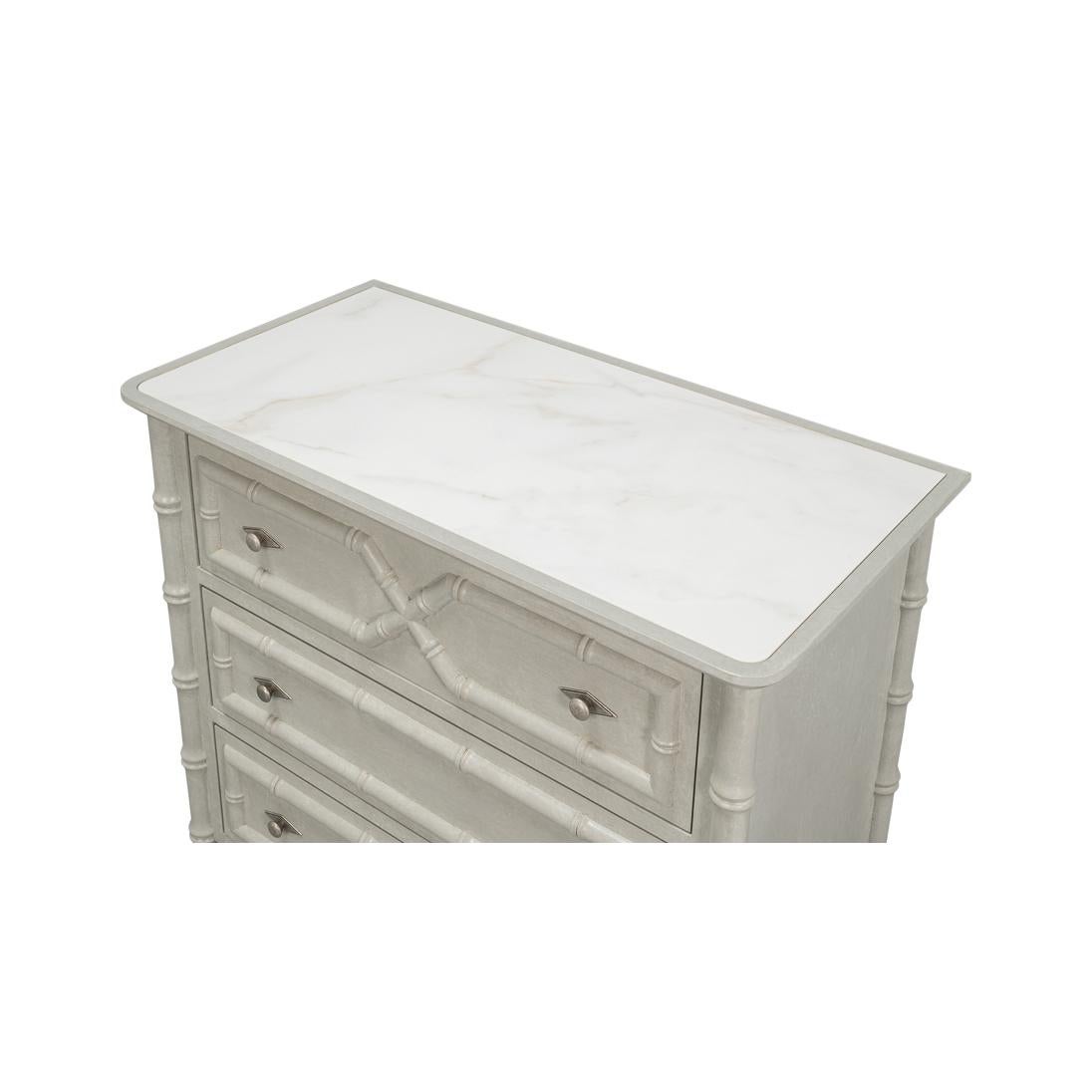 Italian Faux Bamboo 3-Drawer Chest For Sale