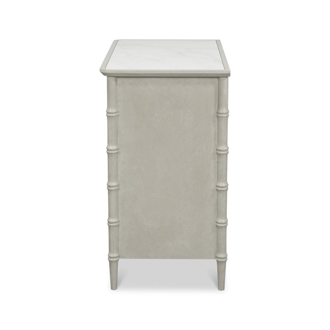 Porcelain Faux Bamboo 3-Drawer Chest For Sale