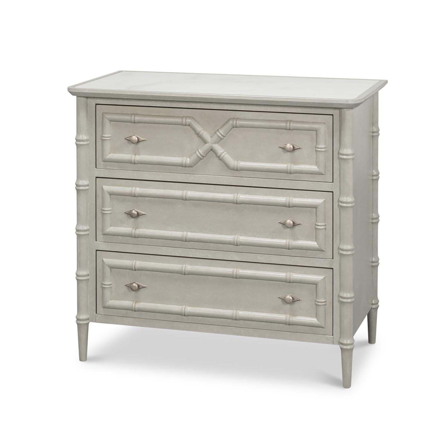 Faux Bamboo 3-Drawer Chest For Sale