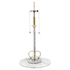 Faux Bamboo 43" Tall Oversized Chrome and Brass Table Lamp MINT!