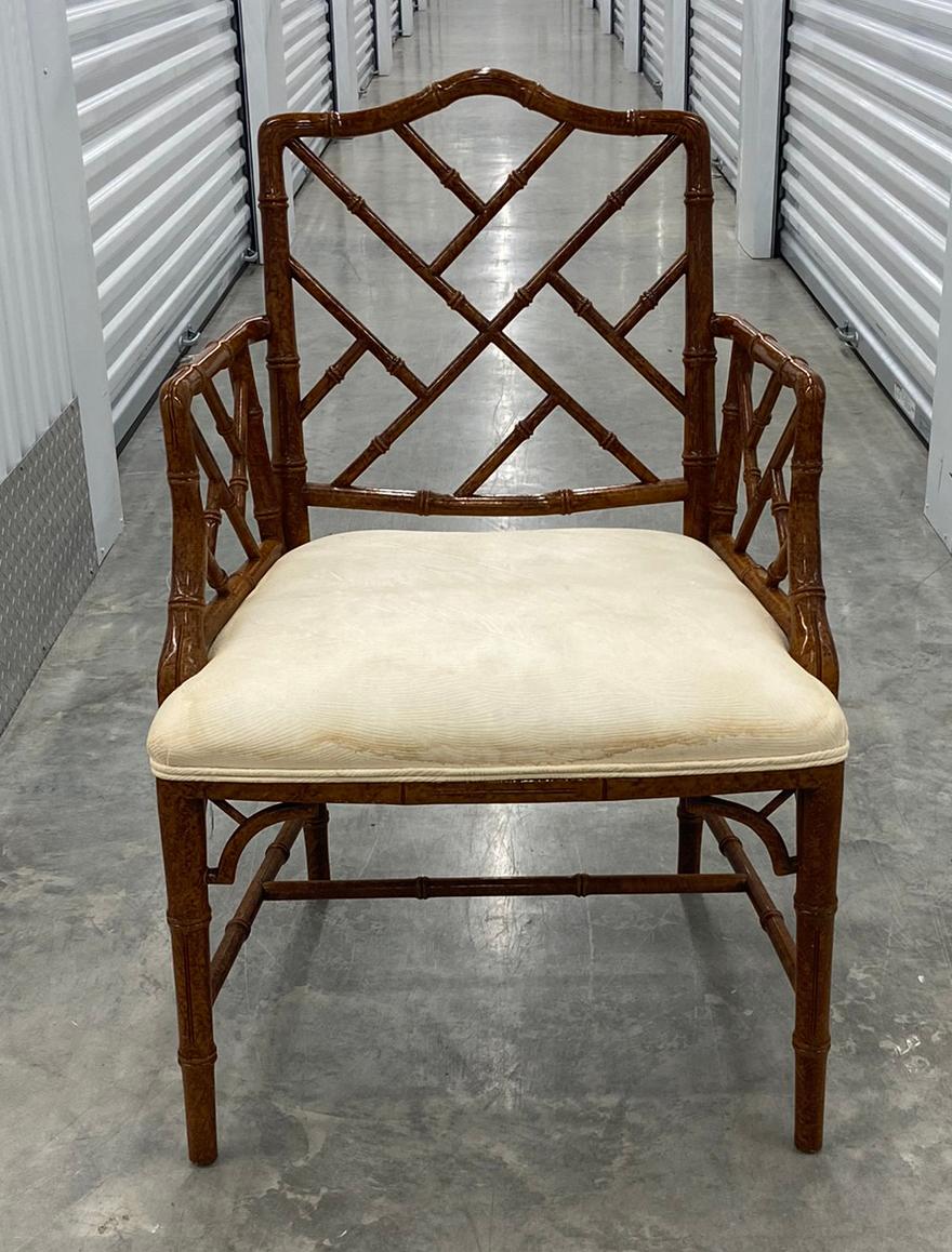 Tissu Ensemble de salle à manger 7 pièces, table 6 chaises et faux bambou en vente