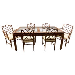 Faux Bamboo 7 Piece Dining Set 6 Chairs Table