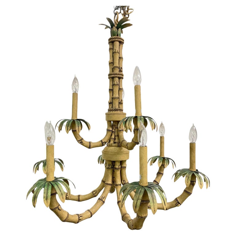 9 Arm Metal And Tole Chandelier, Faux Bamboo Chandelier Craigslist
