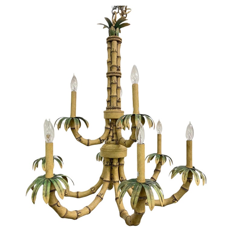 Faux Bamboo 9 Arm Metal And Tole Chandelier For At 1stdibs 9 Arm Metal And Tole Chandelier, Faux Bamboo Chandelier Craigslist