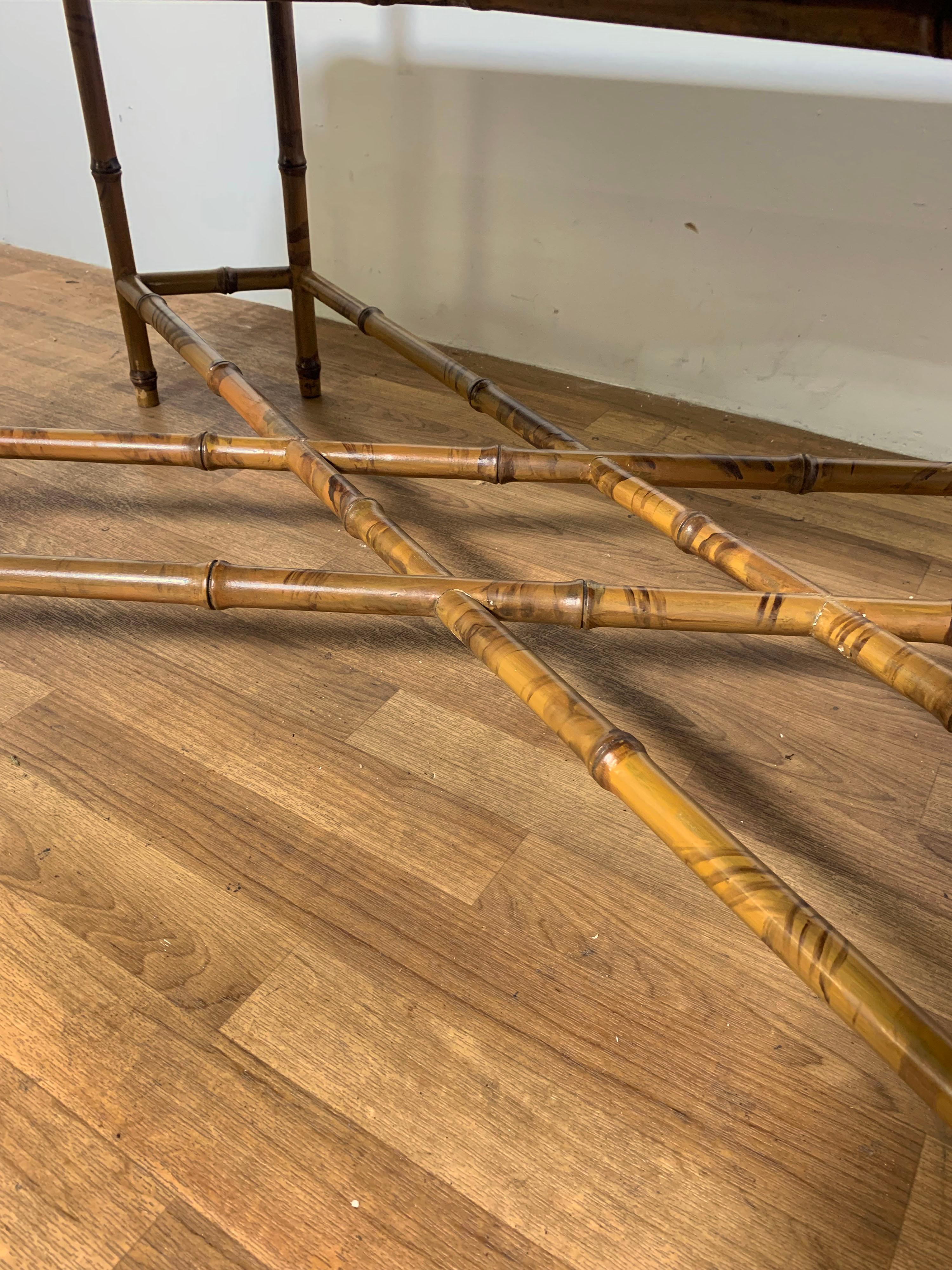 Faux Bamboo and Brass English Regency Style Coffee Table, Ca. 1950s 1