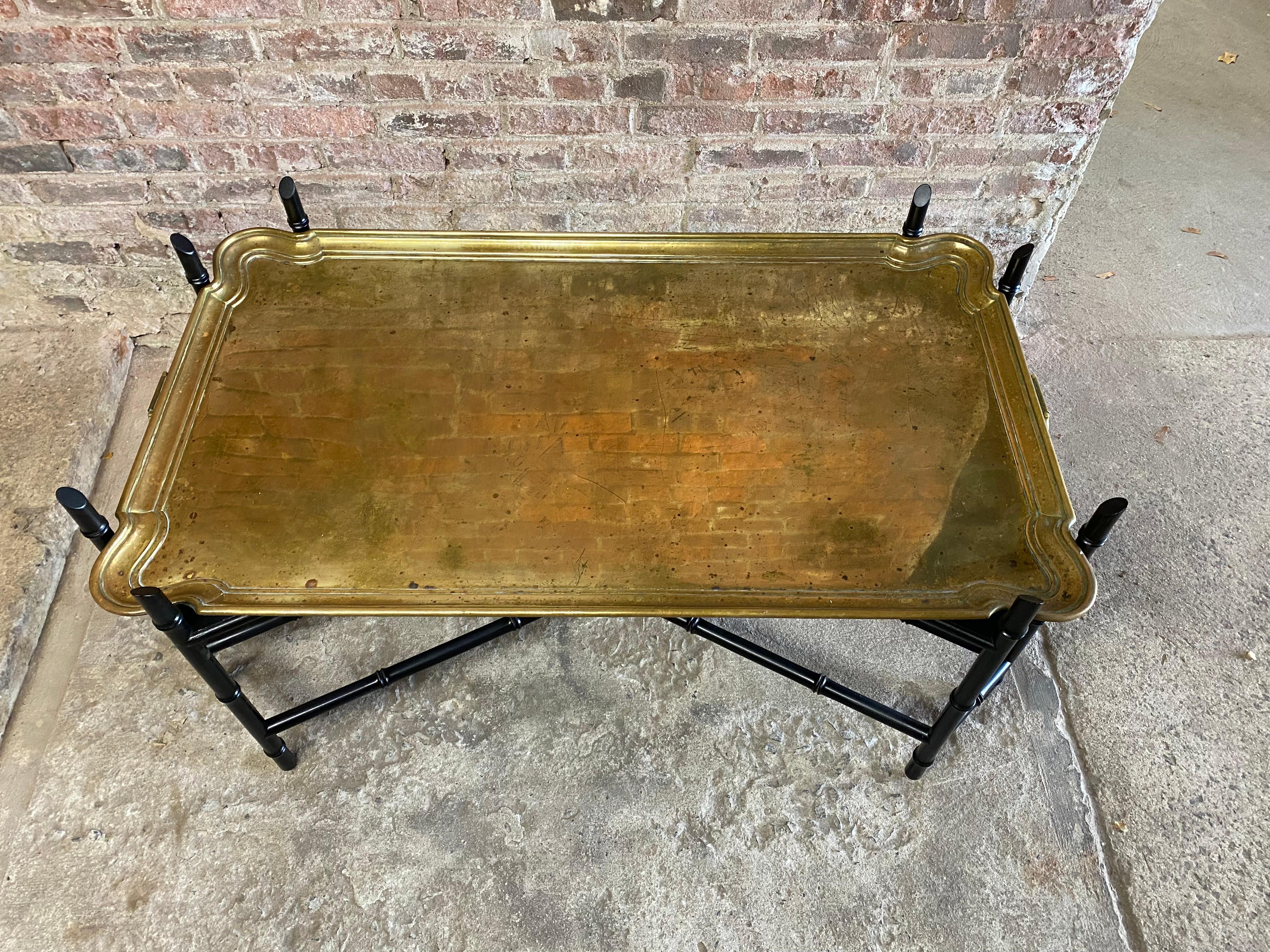 Faux Bamboo and Brass Tray Coffee Table 1