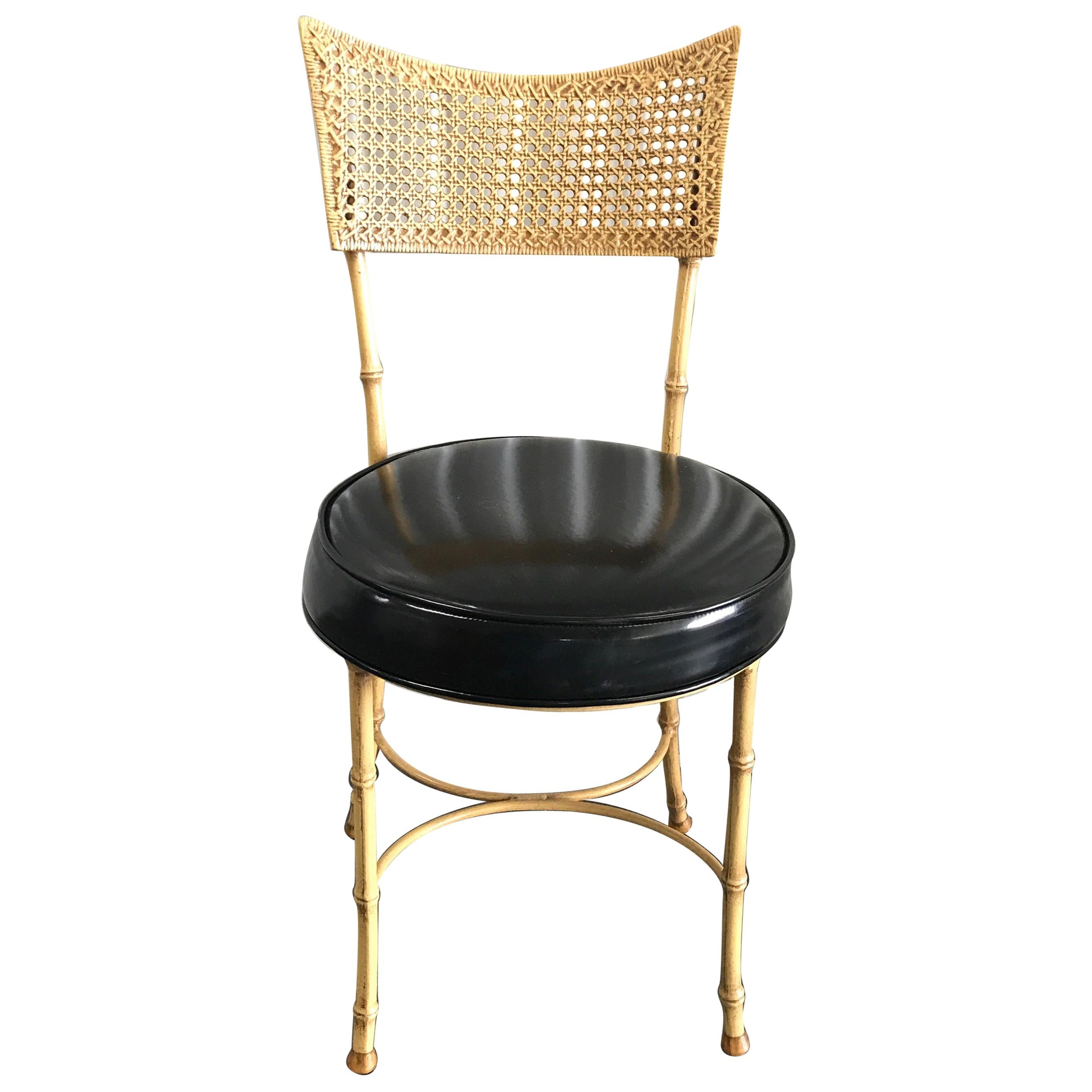Faux Bamboo and Cane Aluminum Side Chair