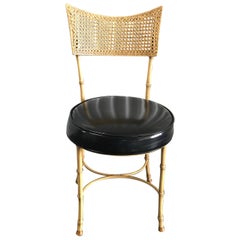 Faux Bamboo and Cane Aluminum Side Chair