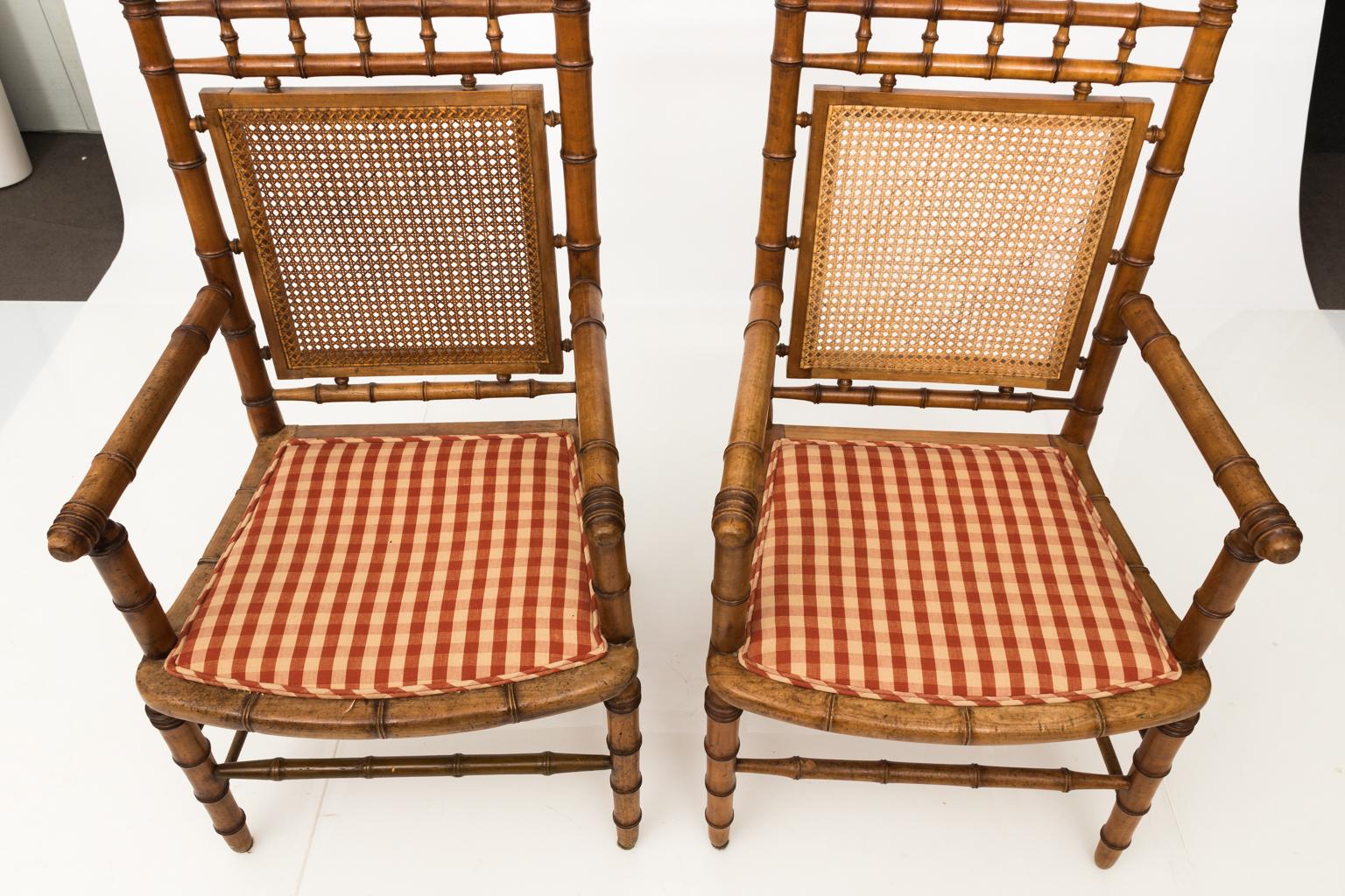 Faux Bamboo and Cane Armchairs 16