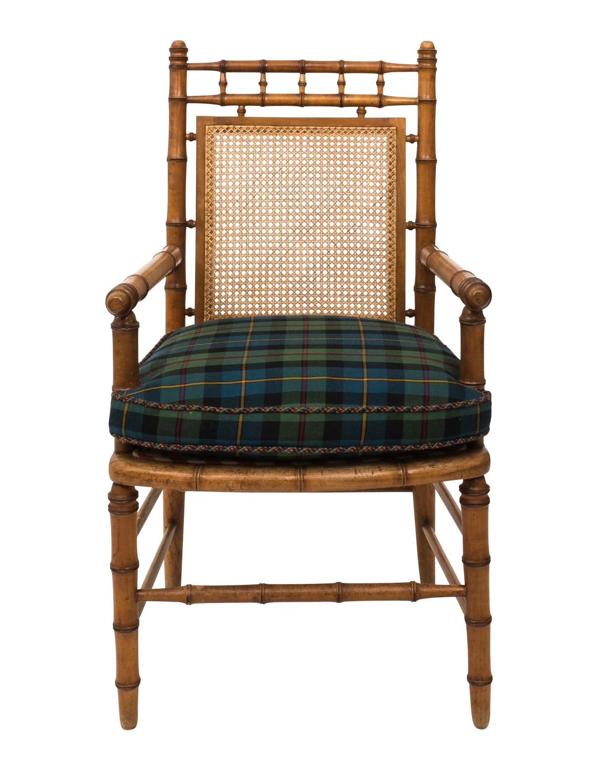 Faux Bamboo and Cane Armchairs 1