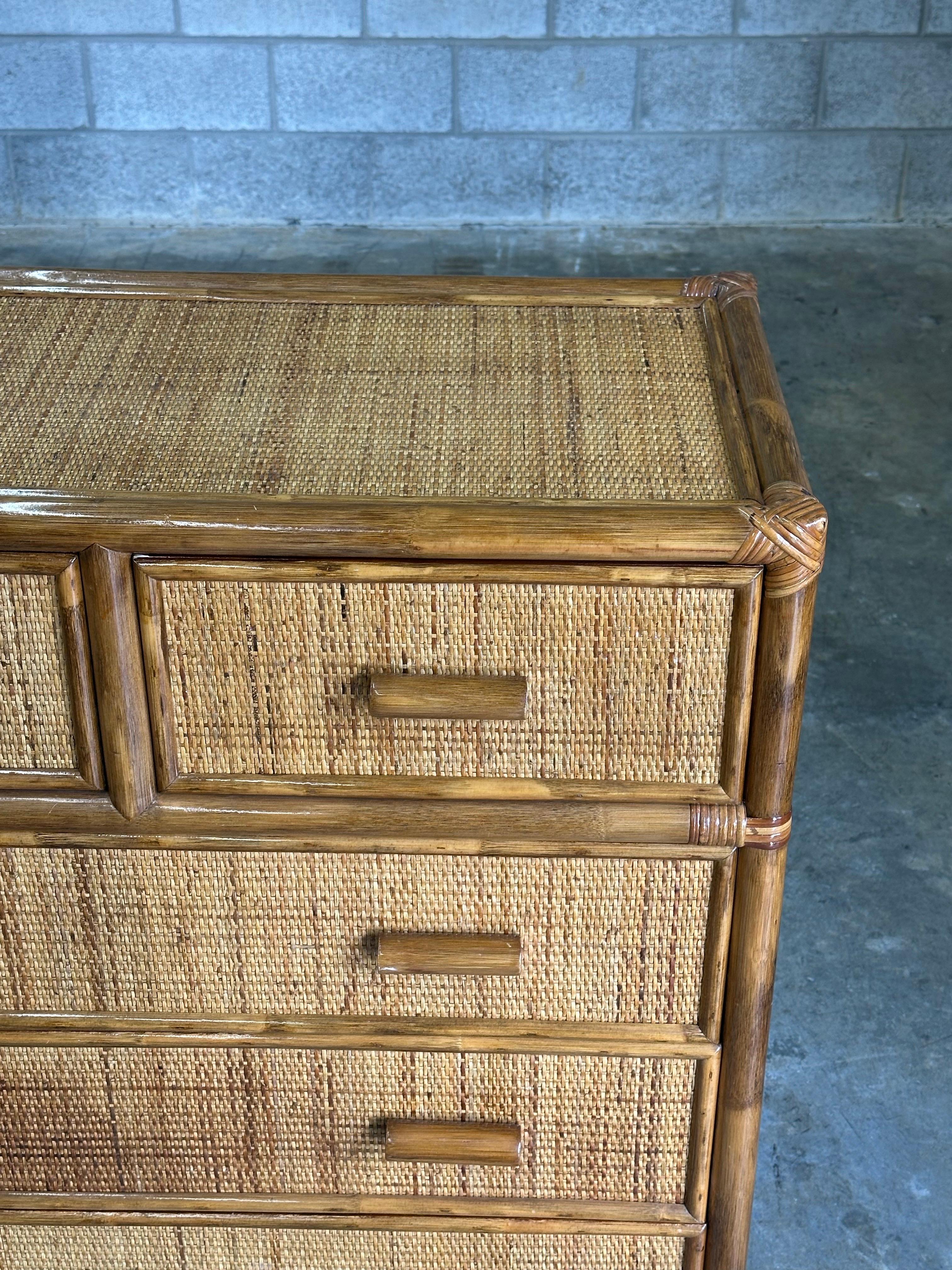 Faux Bamboo and Cane Dresser, British Colonial Style in vendita 4
