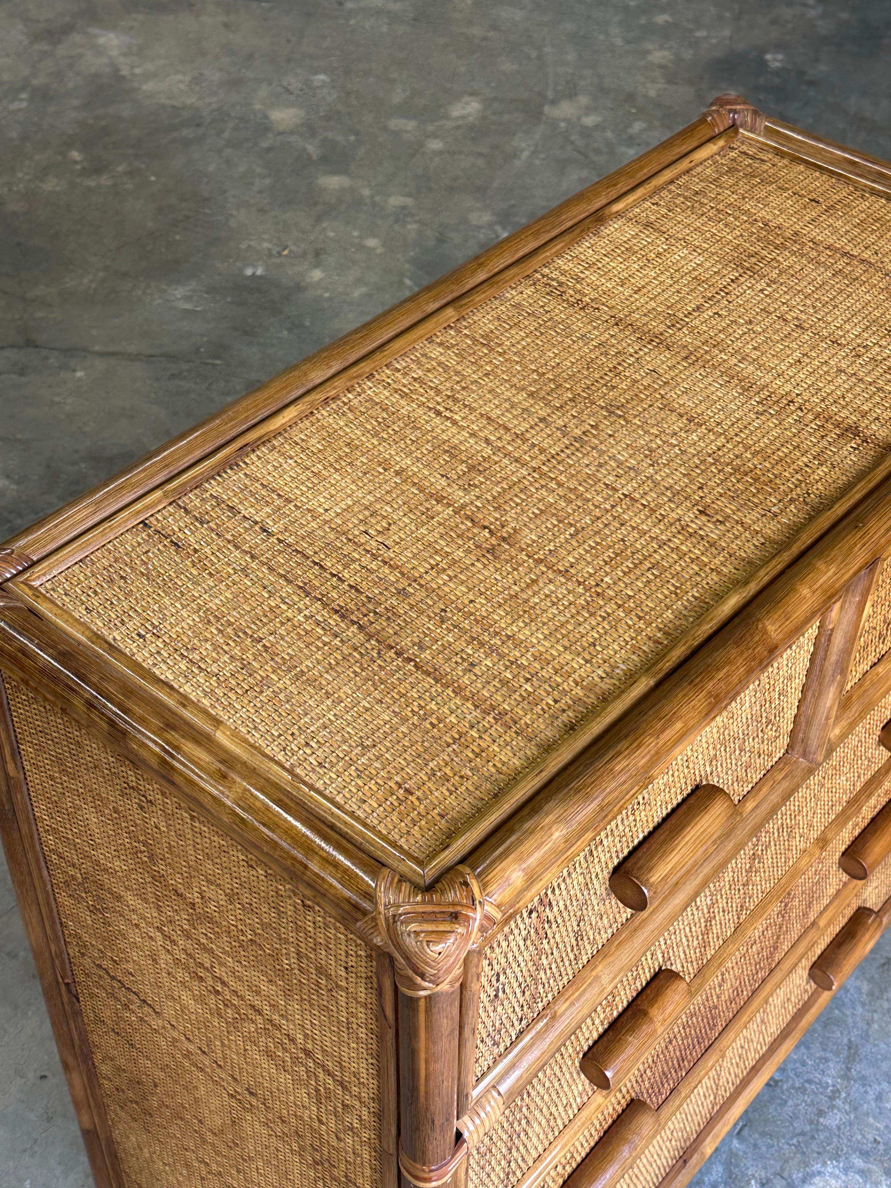 Faux Bamboo and Cane Dresser, British Colonial Style in vendita 6