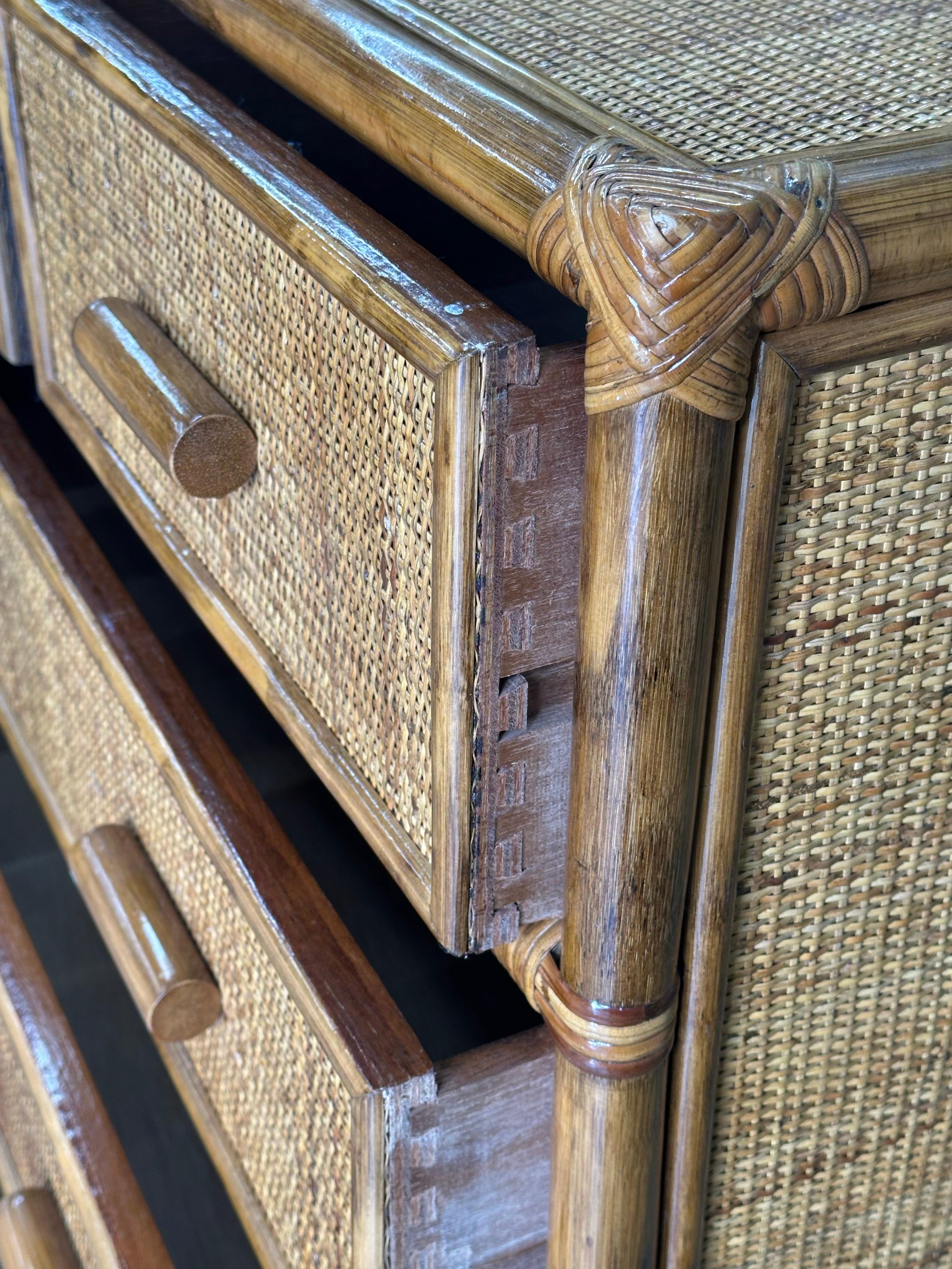 Faux Bamboo and Cane Dresser, British Colonial Style in vendita 7