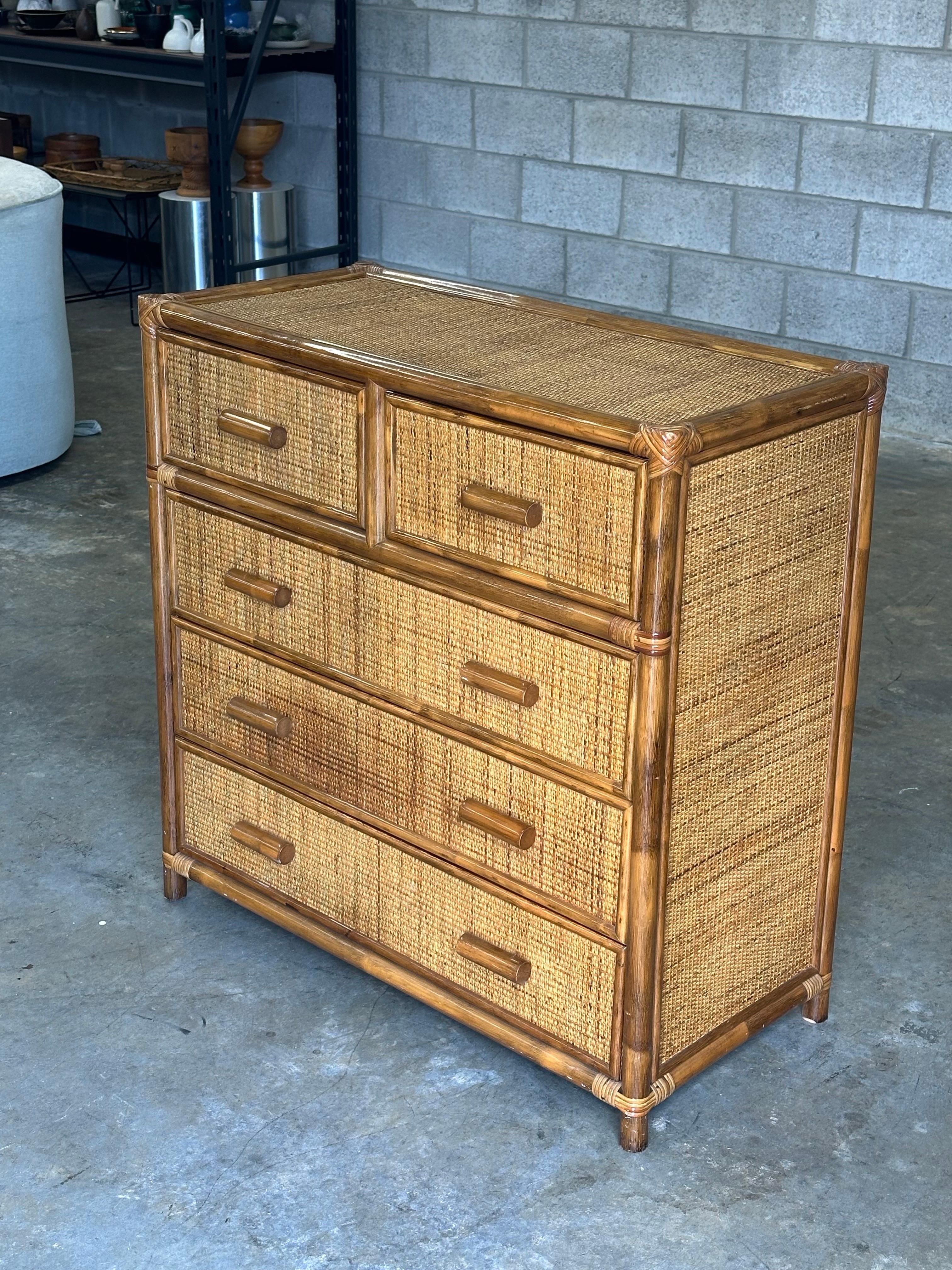 Coloniale britannico Faux Bamboo and Cane Dresser, British Colonial Style in vendita