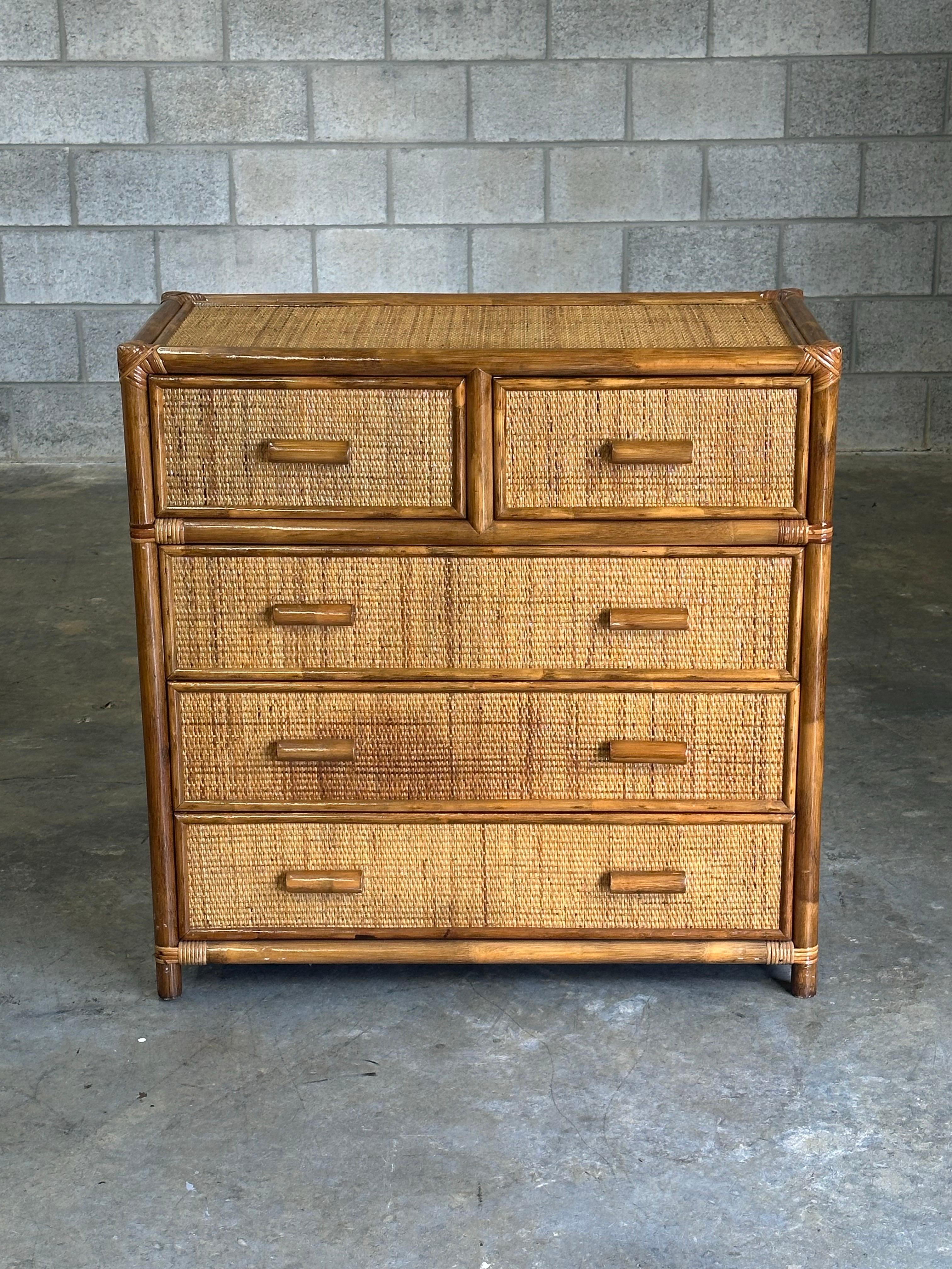 Filippino Faux Bamboo and Cane Dresser, British Colonial Style in vendita