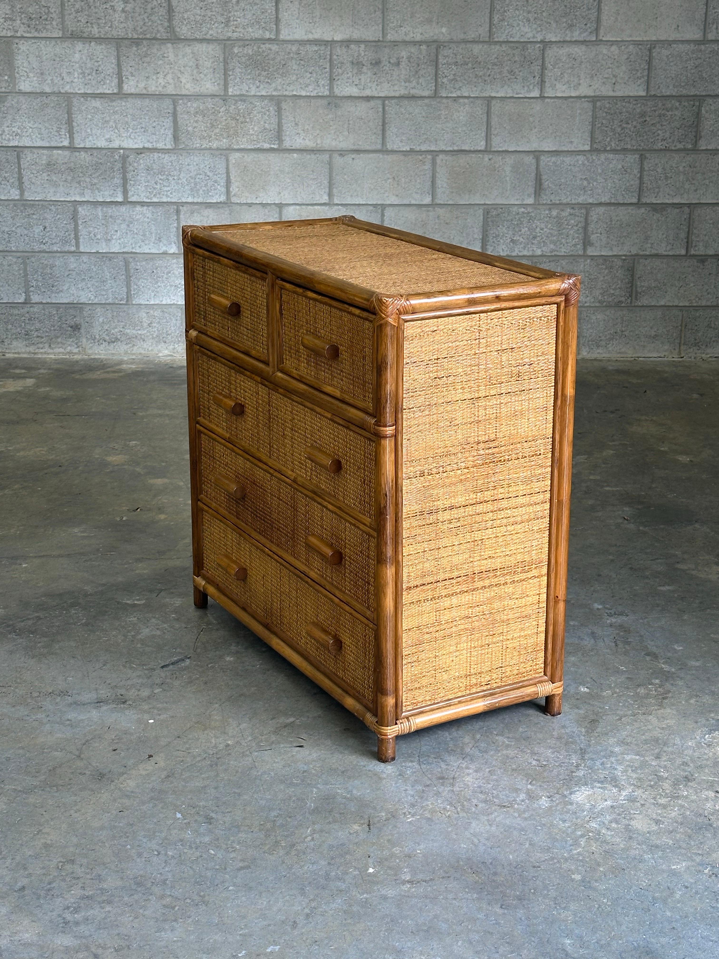 Faux Bamboo and Cane Dresser, British Colonial Style In condizioni buone in vendita a St.Petersburg, FL